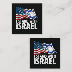 Jag Står Med Israel USA Amerikansk Flagga Fyrkantigt Visitkort