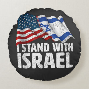 Jag Står Med Israel USA Amerikansk Flagga Rund Kudde