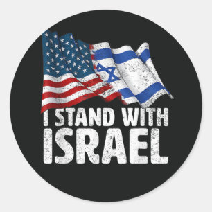 Jag Står Med Israel USA Amerikansk Flagga Runt Klistermärke