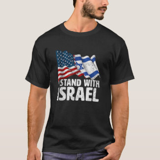 Jag Står Med Israel USA Amerikansk Flagga T Shirt