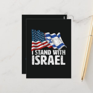 Jag Står Med Israel USA Amerikansk Flagga Vykort