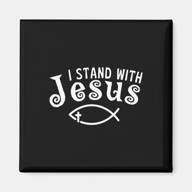 Jag Står Med Jesus Kristet Vittnesbörd Tro Fisk  Magnet (Framsidan)