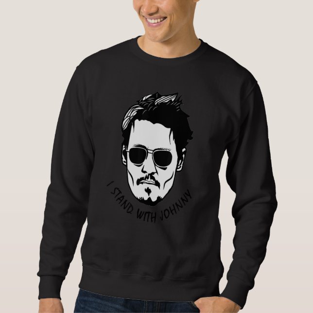Jag står med Johnny, är inte Lycklig-timmen Mega Lång Ärmad Tröja (Framsida)