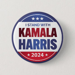 Jag står med Kamala Harris 2024 Blue Stroke Knapp