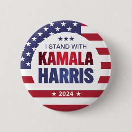 Jag står med Kamala Harris Blue Red 2024 Button Knapp