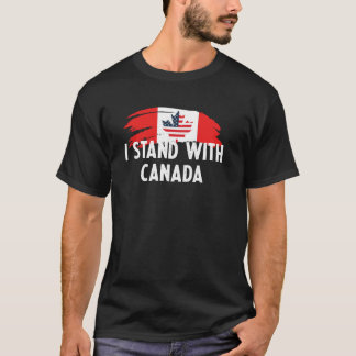 Jag Står Med Kanada Amerika Kanadensisk USA Flagga T Shirt