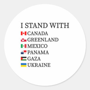 Jag Står Med Kanada Grönland Mexiko Panama Gaza U Runt Klistermärke