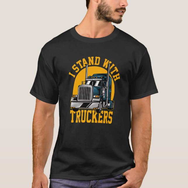 Jag står med lastbilschaufförer Lastbil Freedom Co T Shirt (Framsida)