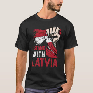 Jag står med Lettlands understödjare Lettiska Flag T Shirt