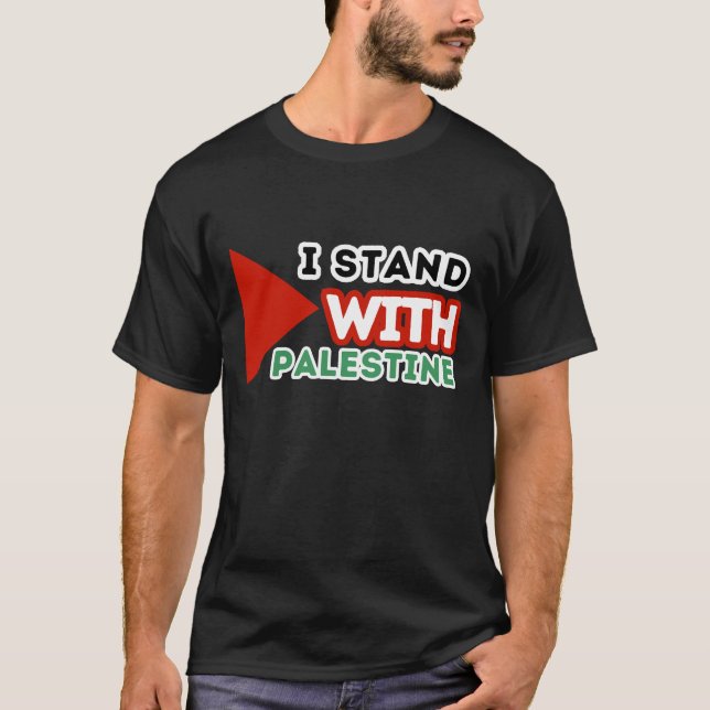 JAG STÅR MED PALESTINE Black T Shirt (Framsida)