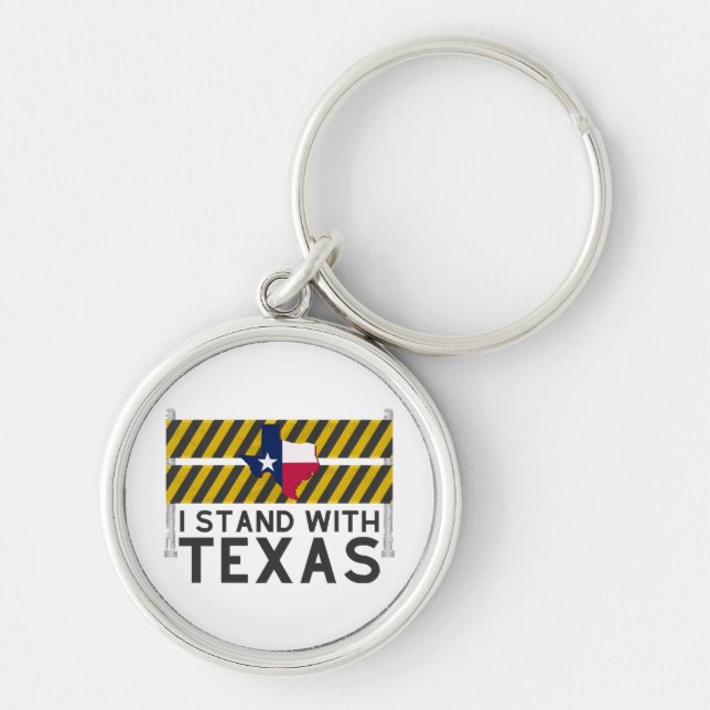 Jag står med Texas Rund Silverfärgad Nyckelring (Framsidan)