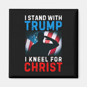 Jag står med trumman om min president Kneel Jesus Magnet