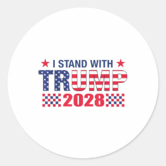 Jag står med Trump 2028 Trump Runt Klistermärke