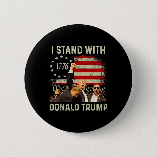 Jag står med Trump Funny Trump 2024 Knapp (Framsida)