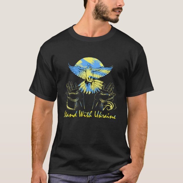 Jag står med Ukraina 2022 Fredsduva Ukraina Fred T Shirt (Framsida)
