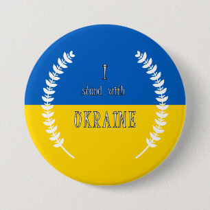 Jag står med Ukraina! 7,5 cm rund bricka Knapp