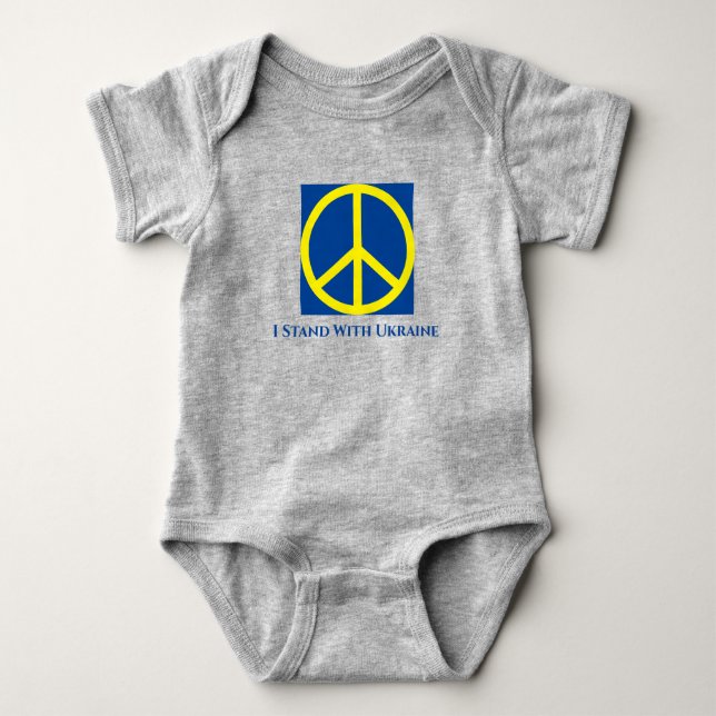 Jag står med Ukraina Baby Bodydräkt T-Shirt (Framsida)
