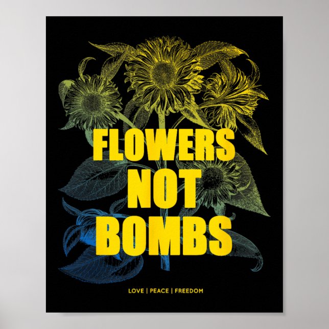 Jag Står Med Ukraina Blommor Inte Bomber Fred Ukra Poster (Framsidan)