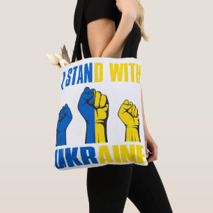 JAG STÅR MED UKRAINA BLUE GULT TYGKASSE