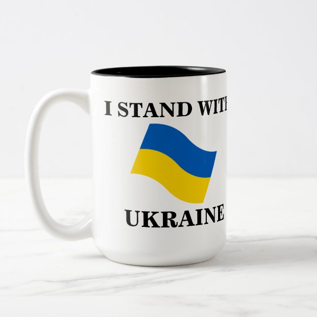 JAG STÅR MED UKRAINA COFFEE MUGG (Vänster)