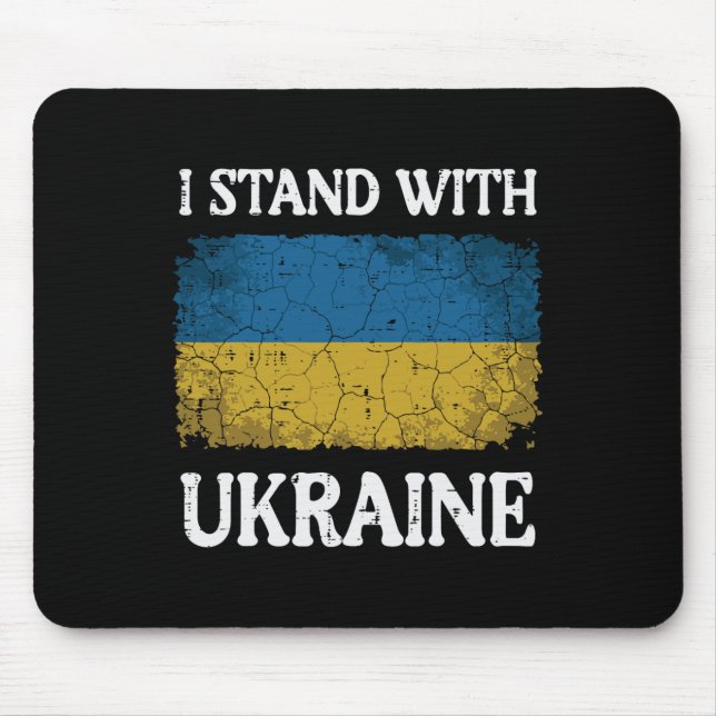 Jag Står Med Ukraina Distressed Flagga Stöd Kvinno Musmatta (Framsidan)