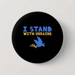 Jag Står Med Ukraina Duva Fred Pro-ukraina Blå G Knapp
