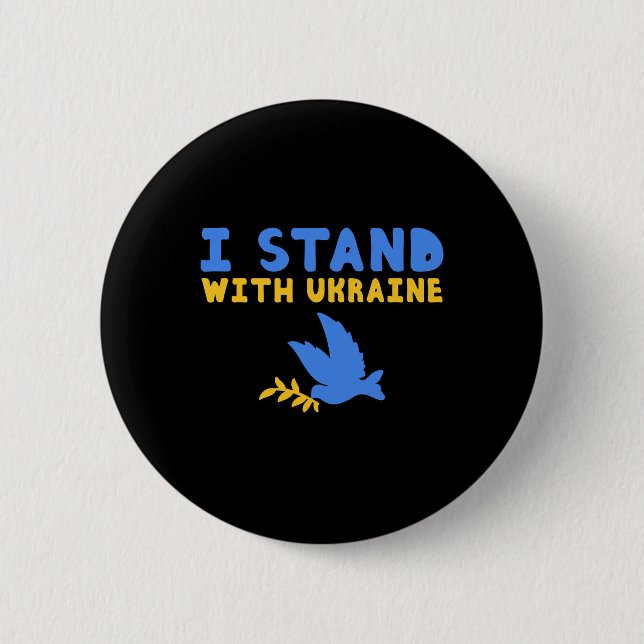 Jag Står Med Ukraina Duva Fred Pro-ukraina Blå G Knapp (Framsida)