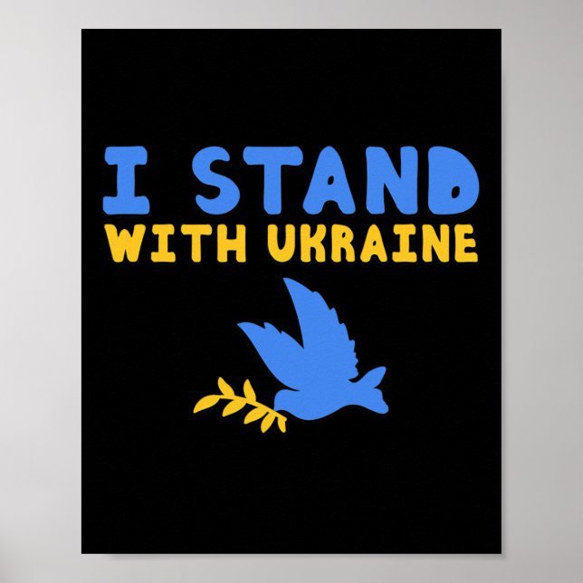 Jag Står Med Ukraina Duva Fred Pro-ukrainas Blå Y Poster (Framsidan)