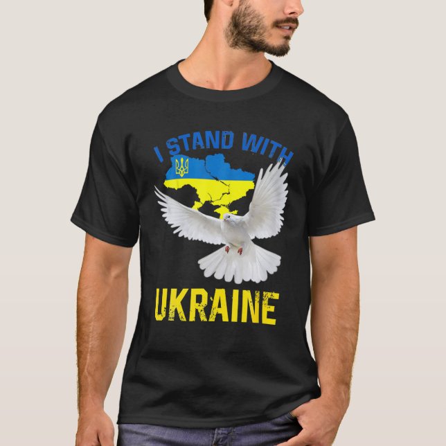 Jag står med Ukraina för fredsstöd Ukraina T Shirt (Framsida)