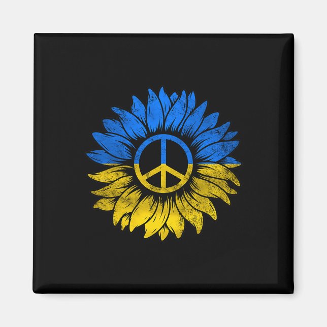 Jag Står Med Ukraina Fred Solros Ukraina Stöd Magnet (Framsidan)