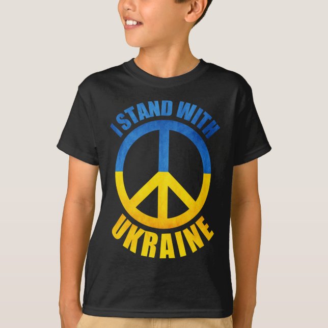 Jag Står Med Ukraina Fredssymbol  T Shirt (Framsida)