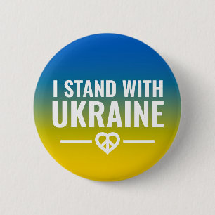 Jag står med Ukraina Heart Fredstecken Button Knapp