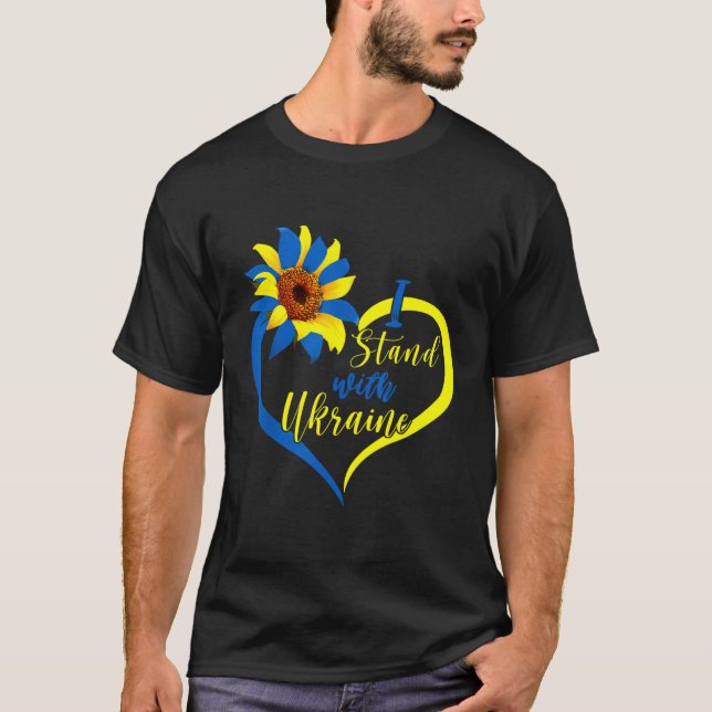 Jag står med Ukraina Heart Ukraina Sunroom Ukraina T Shirt (Framsida)