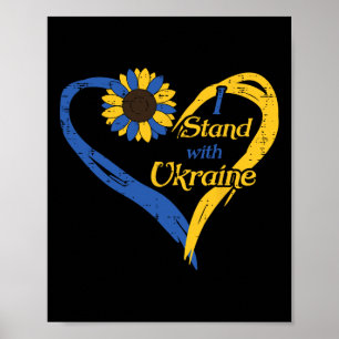 Jag Står Med Ukraina Hjärtas Solros Ukrainska Kvin Poster