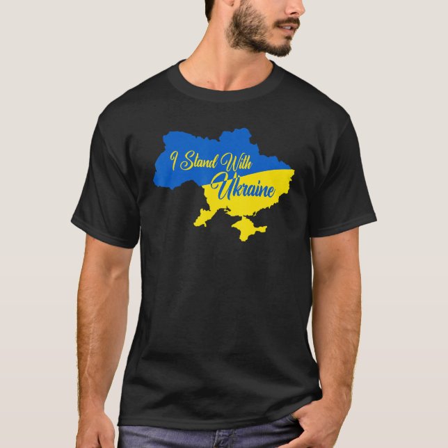 Jag står med Ukraina Karta T Shirt (Framsida)
