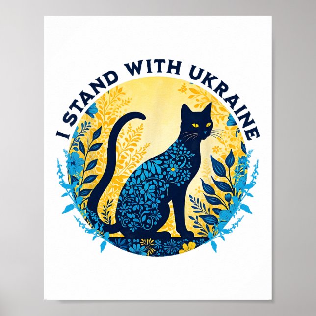 Jag Står Med Ukraina Katt Blommig Ukraina Stark Kv Poster (Framsidan)