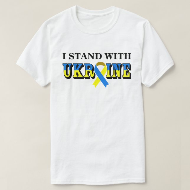 JAG STÅR MED UKRAINA MED Peace Ribbon T Shirt (Design framsida)
