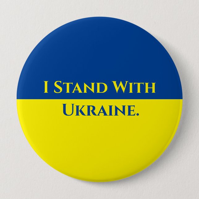 JAG STÅR MED UKRAINA Round Button, Huge, 4 tum Knapp (Framsida)