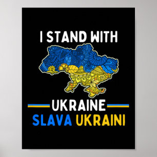 Jag Står Med Ukraina Slava Ukraini Stöd Frihet Poster