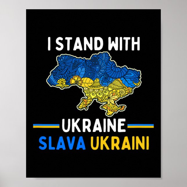 Jag Står Med Ukraina Slava Ukraini Stöd Frihet Poster (Framsidan)