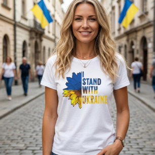 Jag står med Ukraina & solros symbol för fred. T Shirt
