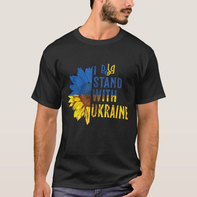 Jag Står Med Ukraina Solros T-Shirt – Stöd & (Framsida)