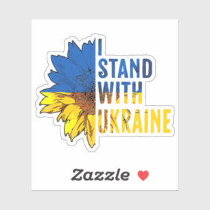 Jag står med Ukraina. Solrosen en symbol för fred. Klistermärken