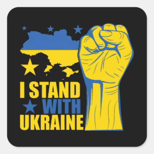 Jag står med Ukraina. Stöd Ukraina. Fyrkantigt Klistermärke
