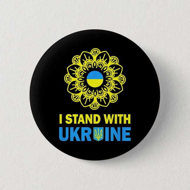 Jag Står Med Ukraina Stöd Ukraina Solros Shi Knapp (Framsida)