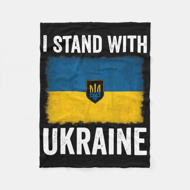 Jag Står Med Ukraina Stöd Ukraina Ukrainsk Flagga Fleecefilt (Framsidan)