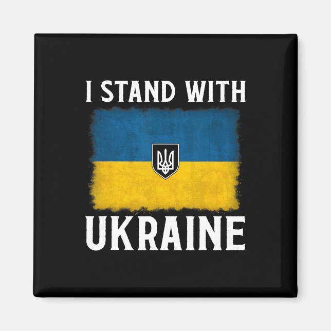 Jag Står Med Ukraina Stöd Ukraina Ukrainsk Flagga Magnet (Framsidan)