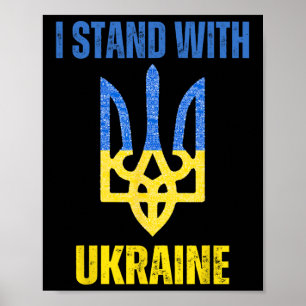 Jag Står Med Ukraina Stöd Ukrainsk Flagga Slava Poster