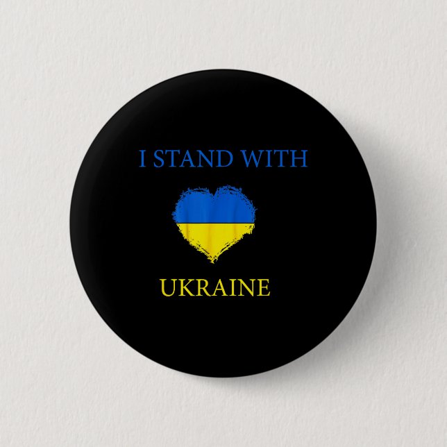 Jag Står Med Ukraina Tröja Ukrainsk Flagga Stöd  Knapp (Framsida)