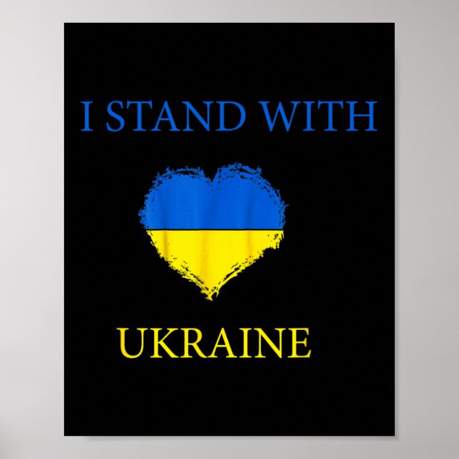 Jag Står Med Ukraina Tröja Ukrainsk Flagga Stöd  Poster (Framsidan)